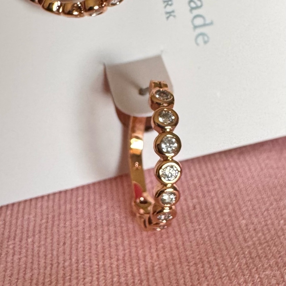 Kate Spade Gold Tone Cubic Zirconia Hoop Earrings NWT - Picture 2 of 4